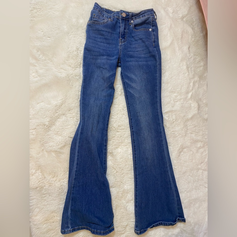 blue flared jeans